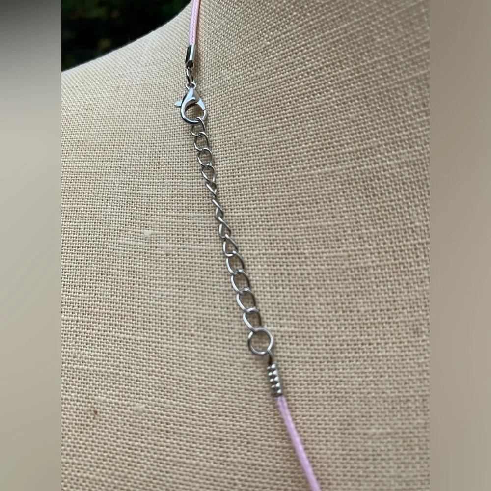 Handmade Periwinkle Crystal Amulet Necklace & Cherry Blossom 🌸 Flower Charm - Picture 5 of 7